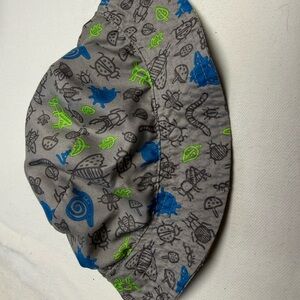 Gray Animal Print Bucket Hat with Blue and Green Accents